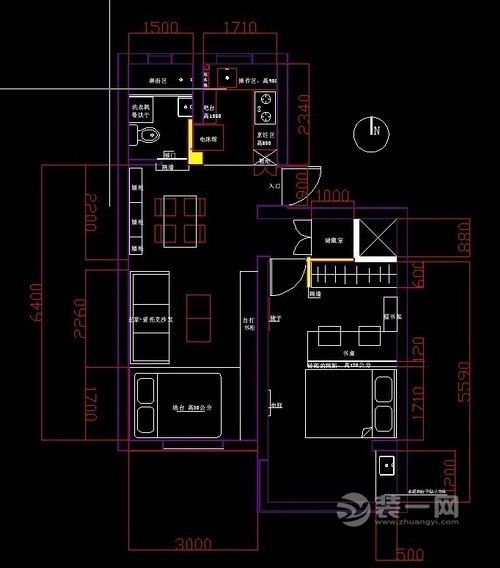 南宁装修网61㎡两房变一房装修效果图
