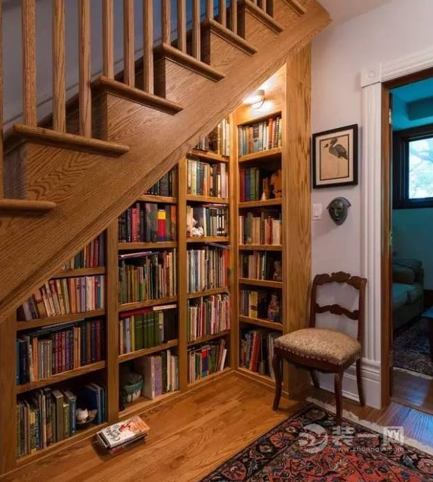 安阳装饰网 复式装修楼梯做书架
