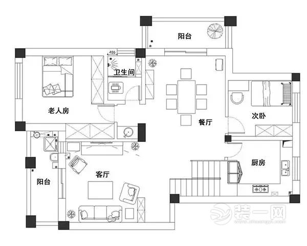 114平米美式田园风格装修效果图